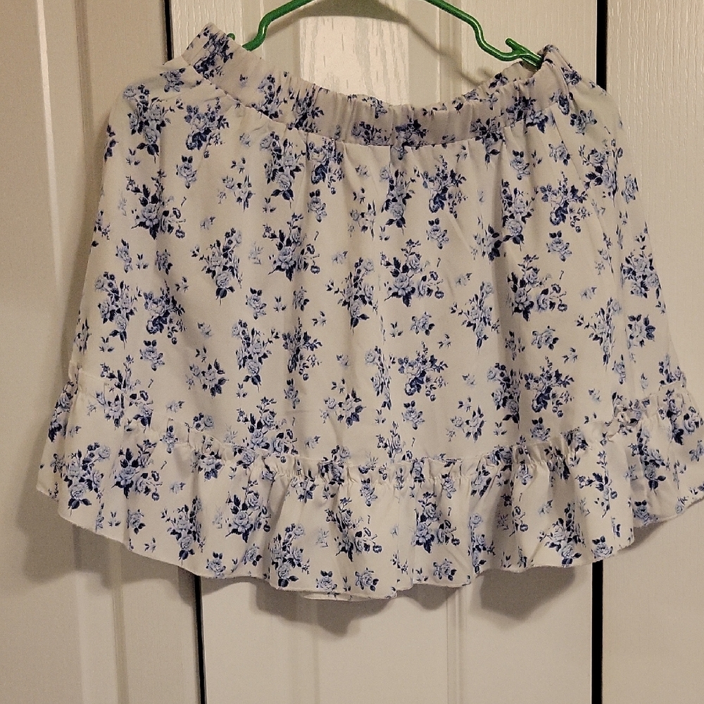 Floral Blue and White Skirt